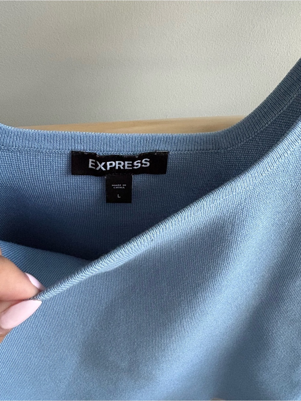 Express Square Neck Knit Tank Top in Sky Blue - Picture 2 of 4